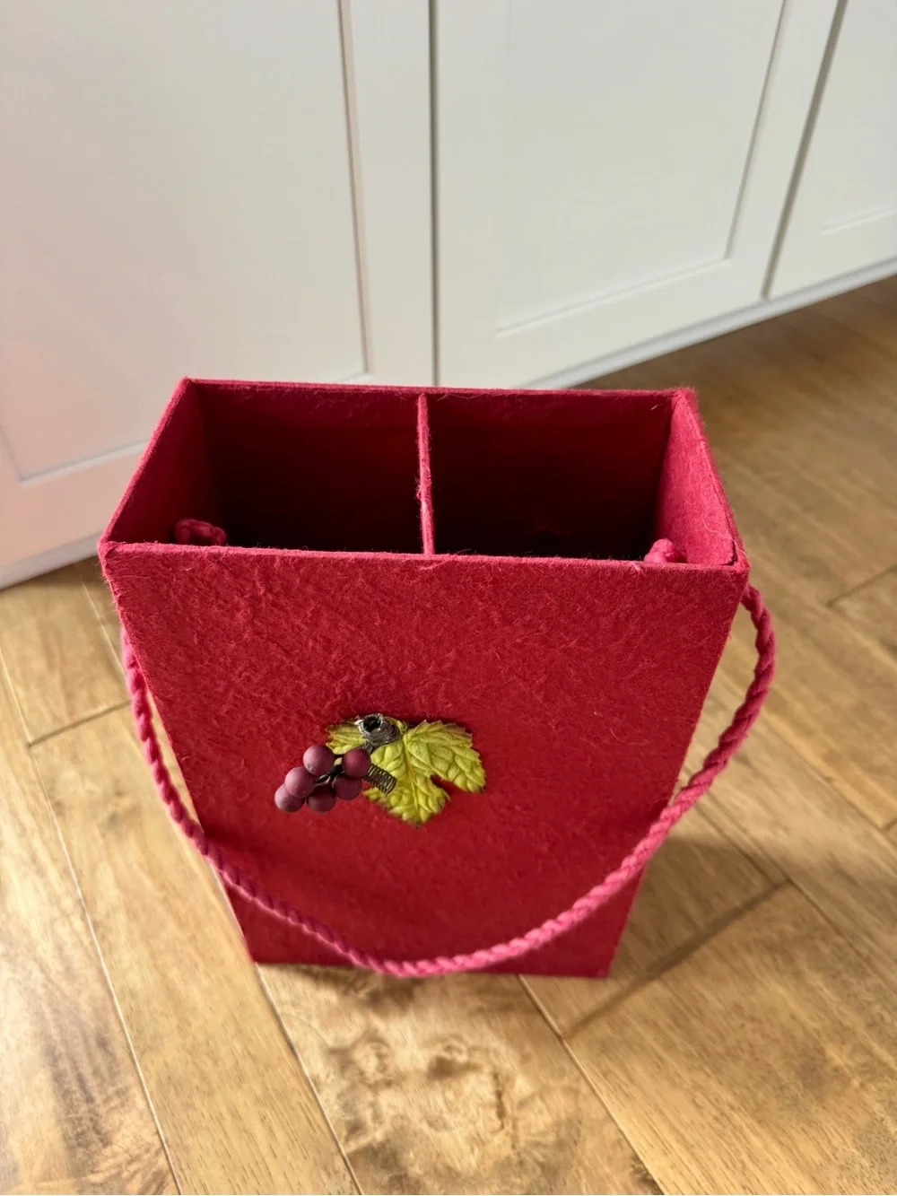 Red Decorative Gift Box with Leaf & Berry Accent